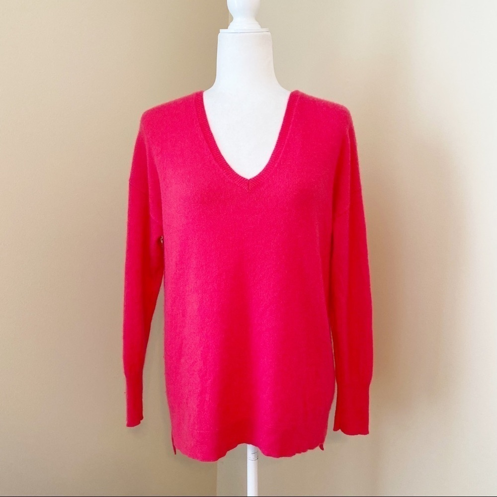 Halogen 100% Cashmere V-Neck Pink Sweater - XL